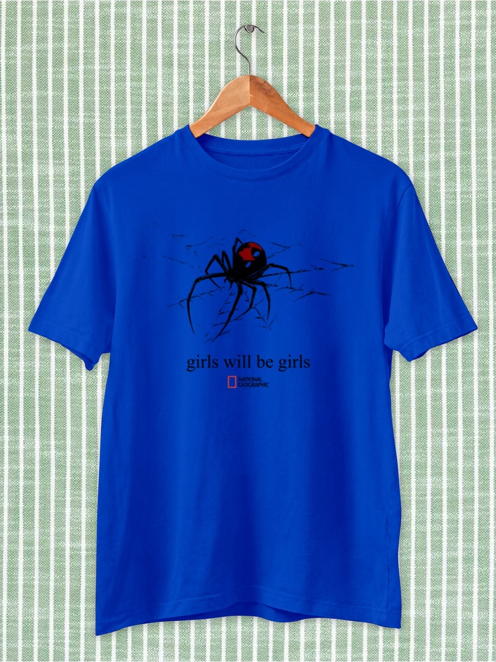 National Geographic Royal Blue 'Girls Will Be Girls' Spider Graphic Tee